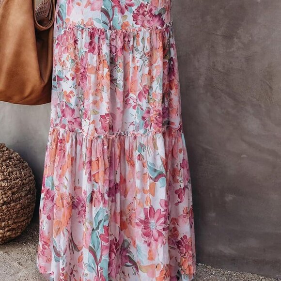 Womens Casual High Waist Tie Paisley Print Long Maxi Skirt with Pockets - Picture 3 of 3